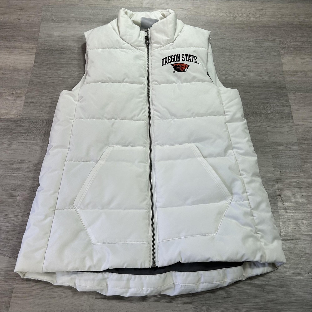 Oregon State Beavers Jacket Womens Small White NCAA College Champion Puffer Vest